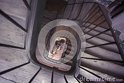 Old world spiral wood staircase