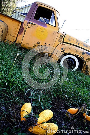 Old yellow ford truck