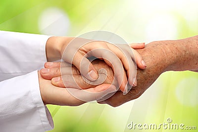Old and young hand, nurse doctor