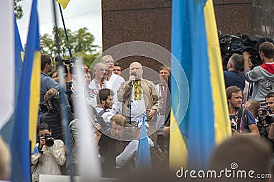 Oleksandr Turchynov, spoke at a rally of the opposition