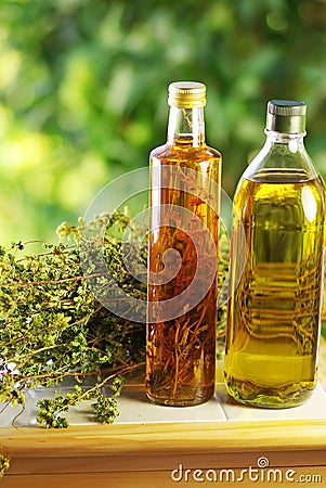Olive oil,vinegar, and oregano .