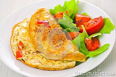 Omelet With Vegetable Salad Stock Photograp