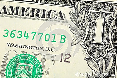 One dollar bill closeup