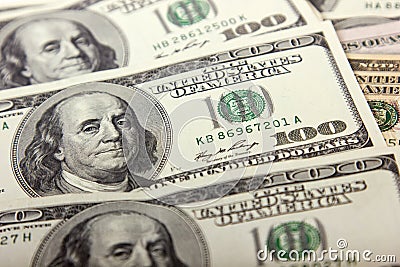 One hundred dollar bill, close up,money background
