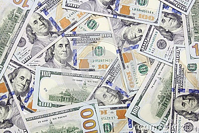One hundred dollars banknotes background