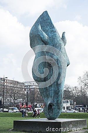 One of Nic Fiddian Green s horse head sculpture