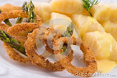 Onion ring white potato dumpling