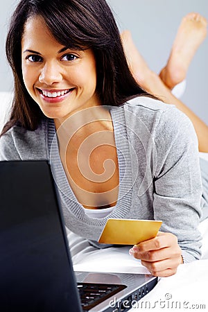 Online shopping woman