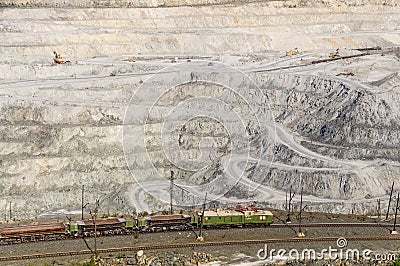 Open-cast mine on mining operations in Asbestos, Russia