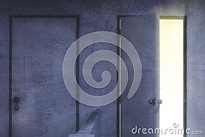 Open door with bright light shining through