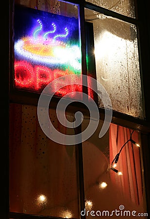 Open restaurant neon sign