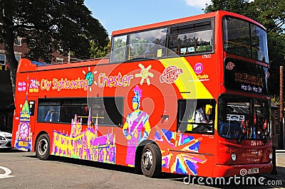 Open topped tour bus, Chester.