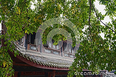 Open windows of ancient building in spring,China