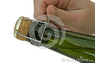 Opening a bottle of Champagne.