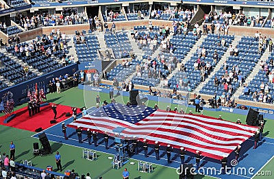 The opening ceremony of US Open men final match at Billie Jean King National Tennis Center