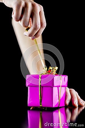 Opening a gift box