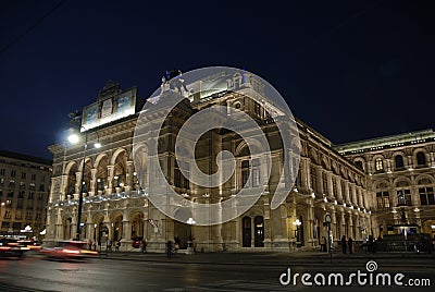 The opera of Vienna by night