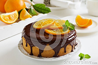 Orange cake with chocolate