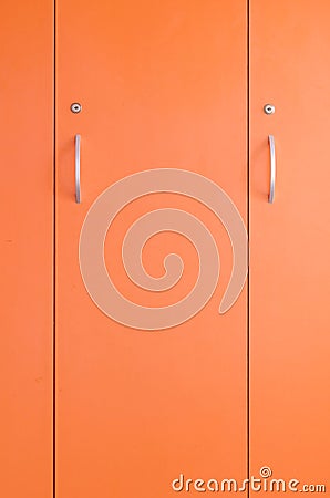 Orange locker door