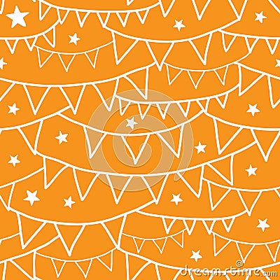 Orange Party Bunting Seamless Pattern Background