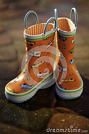 Orange Rain Boots - Kids