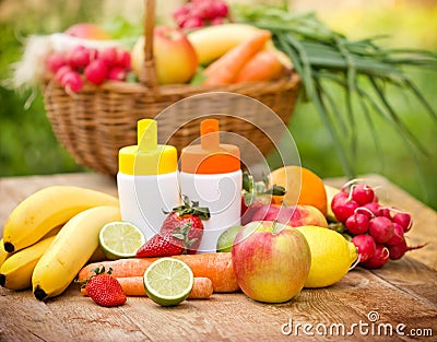 Organic fruits and vegetables rich with natural vitamins