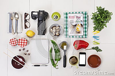Organized objects of a foodie girl.