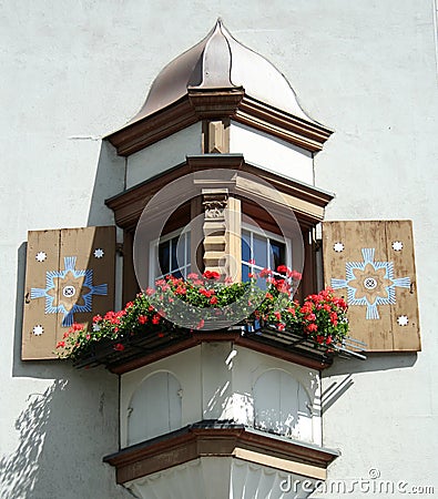 Oriel window with flower boxes