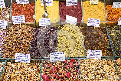 Oriental spices and tea at the Grand Bazaar in Istanbul