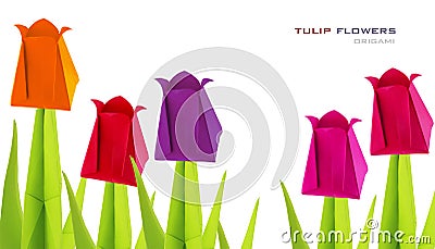 Origami tulip flowers