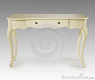 Ornate white wood dressing table