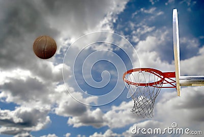 Outdoor Basketball Shot Cloudy Sky