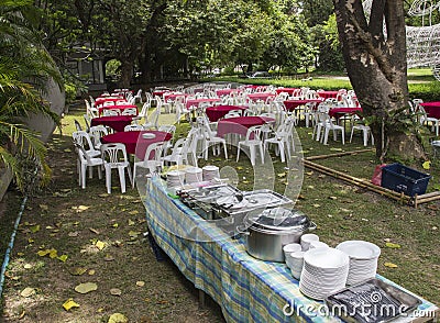 Outdoor buffet banquet