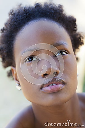 Outdoor Closeup Portrait Teen African American Girl