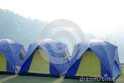 Outdoor tents camping in the beautiful mountain