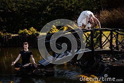 Outdoor yoga session in beautiful place