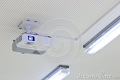 Overhead lcd projector in a modern classroom