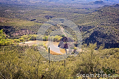 An overlook view of the Old Verde River Sheep Bridge