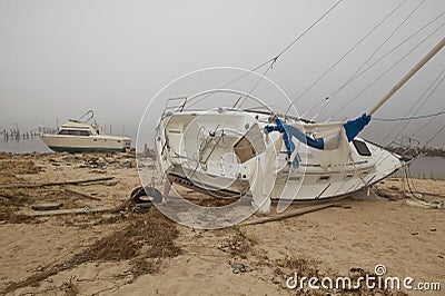 Overturned Sailboat In Wake Of Hurricane Ivan Editorial Stock Image 