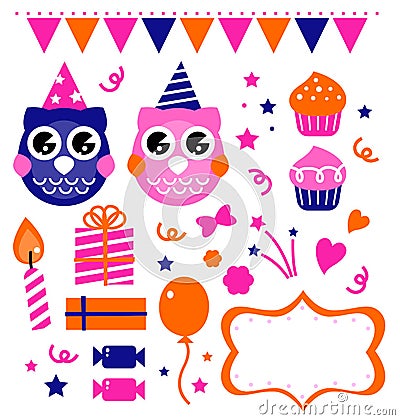 Birthday Party on Owl Birthday Party Design Elements Stock Image   Image  25958401