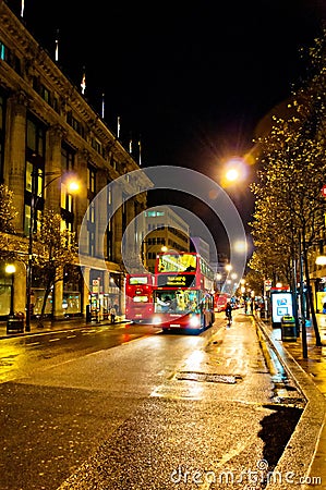 Oxford street night view in London, UK