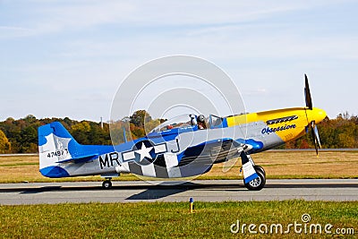 P-51D Mustang Fighter Plane on the Runway