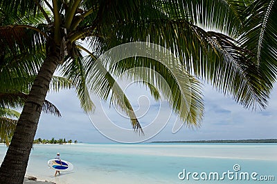 Paddleboarding in Arutanga island in Aitutaki Lagoon Cook Island