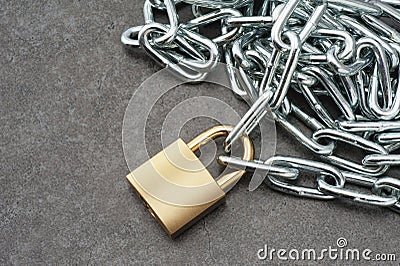 Padlock and iron chain