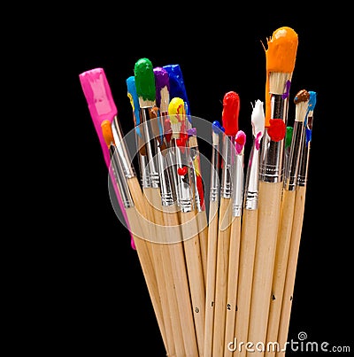 Paintbrushes With Paint On White Back Ground Paintbrushes With Paint On White Back Ground