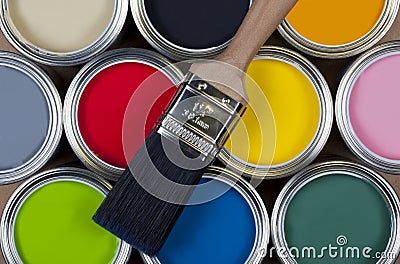 Paint - Tins of colorful emulsion paint