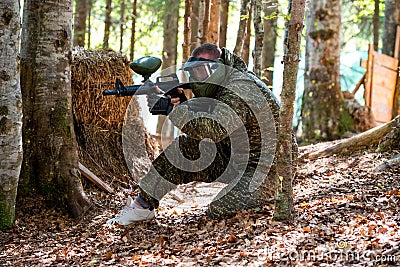 Paintball sniper ready for shooting