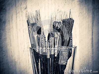 Paintbrushes in a glass - edited