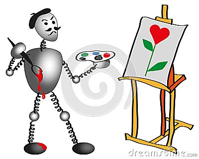Painter and easel