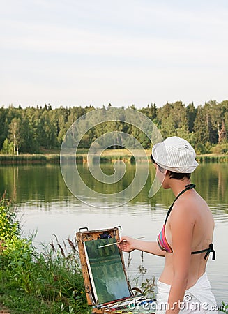 Painter-girl en plein air